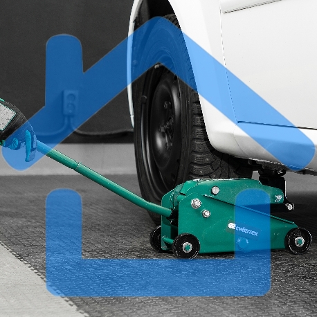 Домкрат гидравлический подкатной Сибртех 2,5 т, 148-387 мм, в пласт. кейсе-11