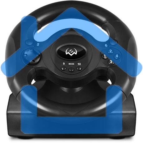 Руль SVEN GC-W300 (педали, вибро, лепестки, D-pad, 10 кл, резин. вставки, PC, цифр. и аналог.-15