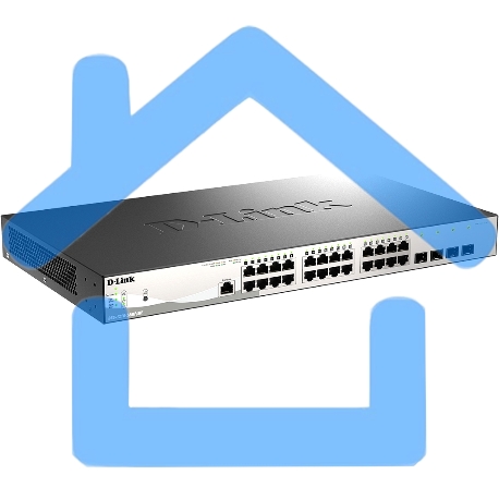 Управляемый коммутатор 2 уровня D-Link DGS-1210-28MP/ME/B2A PROJ с 24 портами 10/100/1000Base-T и 4 портами 1000Base-X SFP (24 порта с поддержкой PoE 802.3af/802.3at (30 Вт), PoE-бюджет 370 Вт)-1