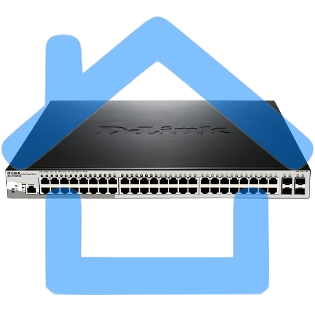 Коммутатор D-Link DGS-1210-52P/ME/B1A, L2 Managed Switch with 48 10/100/1000Base-T ports and 4 1000Base-X SFP ports (8 PoE ports 802.3af/802.3at (30 W), 16 PoE ports 802.3af (15,4 W), PoE Budget 193 W). 16K Mac-2
