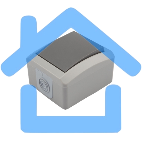 Переключатель проходной KRANZ INDUSTRIAL открытой установки, IP54 серый