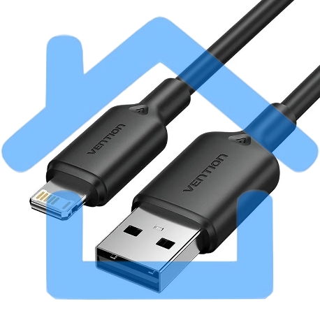 Кабель Vention USB 2.0 AM/Lightning 8M для iPad/iPhone 2.4A черный-1