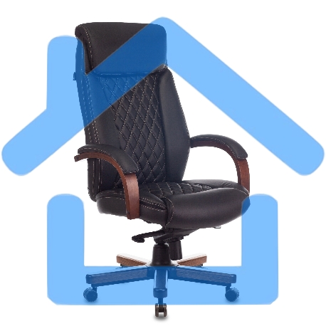 Кресло руководителя Бюрократ T-9924WALNUT черный, кожа, с подголов. крестовина металл/дерево-14