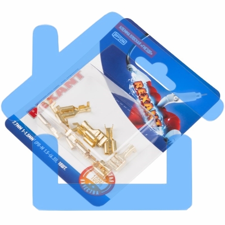 Клемма плоская Rexant, гнездо - 7.7 мм, 1-1.5 мм², (РП-м 1.5-(6.3) / DJ622-D6.3B), в упак. 10 шт.-1