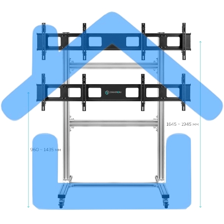 Напольный мобильный стенд ONKRON FSPRO2L-22 для видеостен 2х2 4 x 40”- 50