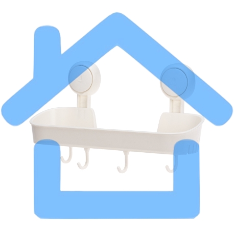 Полка для ванной и кухни HALSA HLS-F-107W с крючками на вакуумной присоске-1