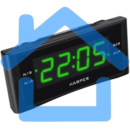 Радиобудильник Harper HCLK-1006 черный LED подсв:зеленая часы:цифровые AM/FM