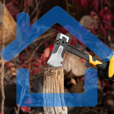 Топор цельнокованый Denzel 600 г, двухкомпонентная обрезиненная рукоятка-3