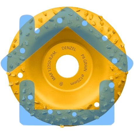Чашка твердосплавная зачистная Denzel 72976 125 мм, наклонная, крупное зерно #8