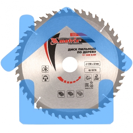 Пильный диск по дереву Matrix, ф230 х 32 мм, 48 зубьев + кольцо 32/30-2