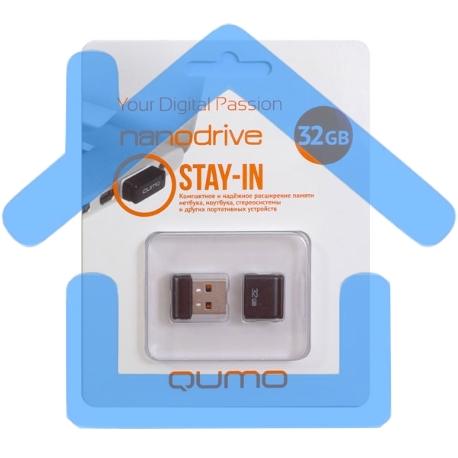 Флешка USB 2.0 QUMO 32Gb, NANO QM32GUD-NANO-B Black-1