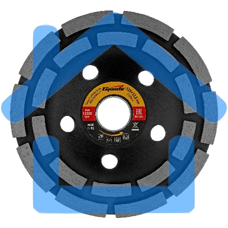 Чашка алмазная зачистная, 125 мм, двухрядная Sparta-4