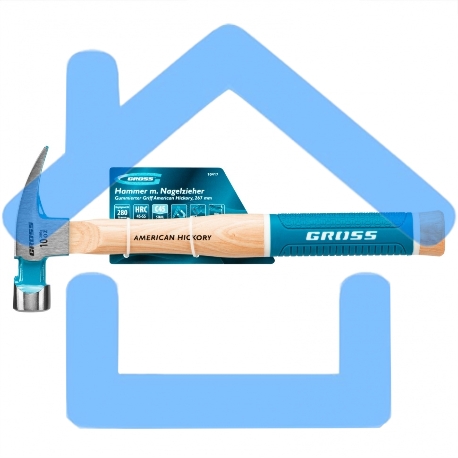 Молоток-гвоздодер,280 г, угол 75, магнит, обрезиненная рукоятка AMERICAN HICKORY GROSS-4