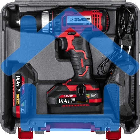 Дрель-шуруповерт ЗУБР ДШЛ-145-22, Аккумуляторная, 14,4В, 2 АКБ, Кейс-5