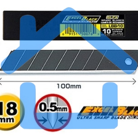 Лезвие OLFA (OL-LBB-10B) черный MAX сегментированное, 18х100х0,5мм, 10шт-1