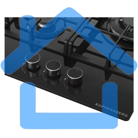 Варочная поверхность Kuppersberg FG 46 B газ, High-Tech, 45 см, автоматический электроподжиг, газ-контроль, форсунки под сжиженый газ, SABAF конфорки, чугунные решетки, цвет черный, цвет фурнитуры черный-2