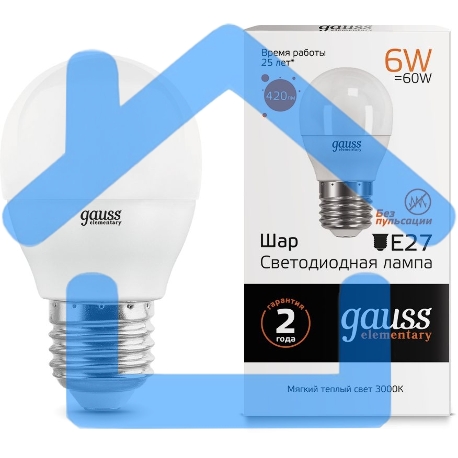 Лампа cветодиодная Gauss LED Elementary Globe 6W E27 2700K Арт.LD53216-1