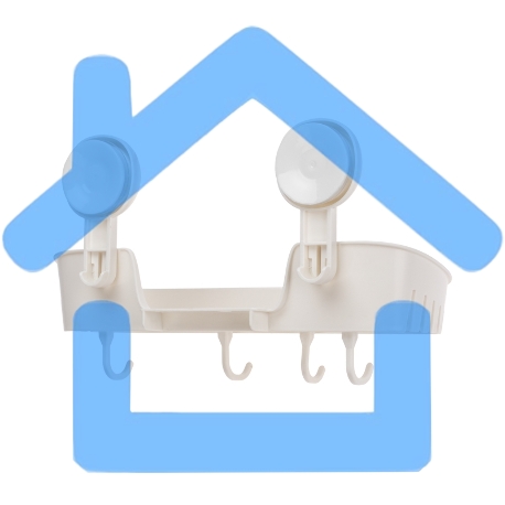 Полка для ванной и кухни HALSA HLS-F-107W с крючками на вакуумной присоске