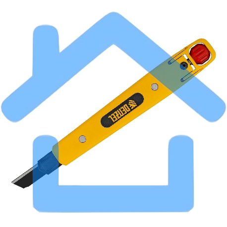 Нож, 9 мм, сменное лезвие, SK4, алюминиевый корпус, торцевой зажим Denzel-4