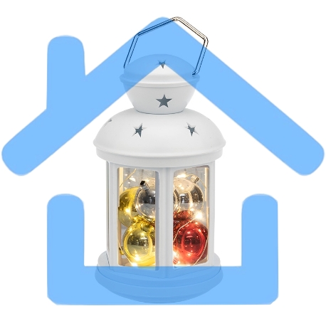 Декоративный фонарь с шариками 12х12х20,6 см, белый корпус, теплый белый цвет свечения NEON-NIGHT-2