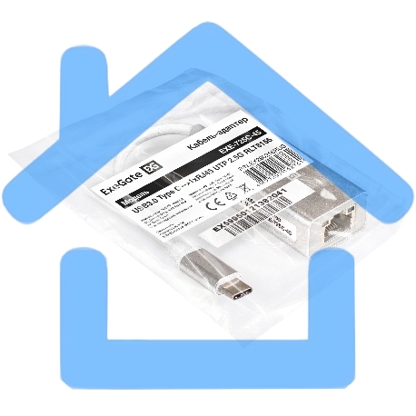 Кабель-адаптер ExeGate EXE-725C-45 (USB3.0 Type C --> 1xRJ45 UTP 100Mbps/1000Mbps/2.5Gbps, Realtek Chipset RLT8156, корпус алюминиевый, серебристый)