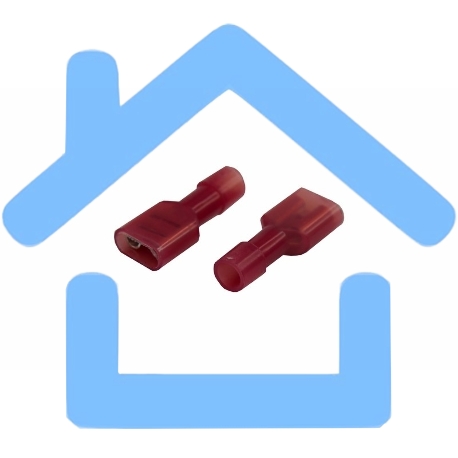 Клемма плоская полностью изолированная Rexant, гнездо 6.6 мм, в нейлоне, 0.5-1.5 мм² (РПи-м(н) 1.5-(6.3)), красный