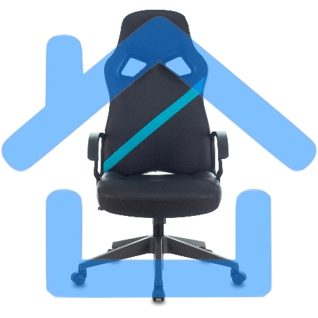 Кресло игровое Zombie DRIVER черный/голубой, искусственная кожа, с подголов. крестовина пластик-16