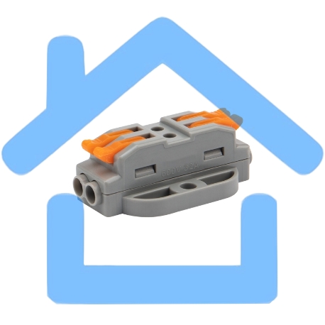 Клемма соединительная многоразовая проходная 2 полюса, с монтажной площадкой (0,08-4 мм²), серая (50 шт./уп.) Rexant