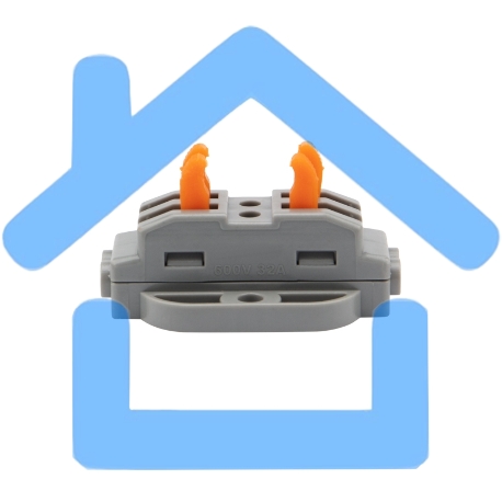 Клемма соединительная многоразовая проходная 2 полюса, с монтажной площадкой (0,08-4 мм²), серая (50 шт./уп.) Rexant-1