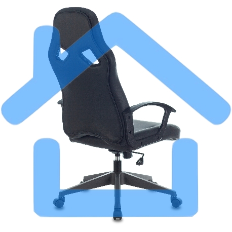 Кресло игровое Zombie DRIVER черный/голубой, искусственная кожа, с подголов. крестовина пластик-3
