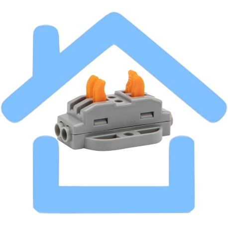 Клемма соединительная многоразовая проходная 2 полюса, с монтажной площадкой (0,08-4 мм²), серая (50 шт./уп.) Rexant-2