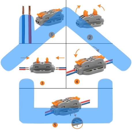Клемма соединительная многоразовая проходная 2 полюса, с монтажной площадкой (0,08-4 мм²), серая (50 шт./уп.) Rexant-3