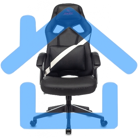 Кресло игровое Zombie DRIVER черный/белый, искусственная кожа, с подголов. крестовина пластик-7