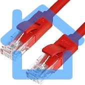 Патч-корд Greenconnect Патч-корд UTP прямой 10m AWG24 кат.5е,  RJ45,  медь, литой (Красный), пластик пакет (GCR-LNC04-10.0m)