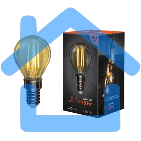 Лампа светодиодная филаментная Rexant Шарик GL45 9.5 Вт 950 Лм 2400K E14 золотистая колба-3