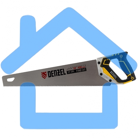 Ножовка по дереву, 450 мм, 11 TPI, зуб 3D, металлопластиковая рукоятка Denzel-4