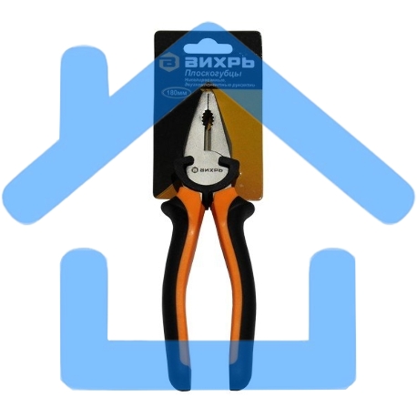 Плоскогубцы ВИХРЬ 180мм.,никелированные,двухкомпонентные рукоятки-1