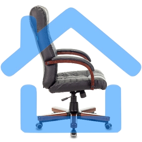 Кресло руководителя Бюрократ KB-10WALNUT/B/LEATH черный, кожа, крестовина дерево-5