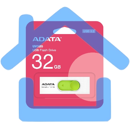 Флешка USB ADATA UV320 (AUV320-32G-RWHGN), 32Gb, USB 3.2, R/W 100/30, белый/зеленый-7