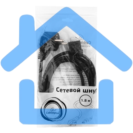 Кабель питания Cord Power Gembird/Cablexpert PC-186 / 1.8м, Schuko- C13, 6А, черный, с зазем.-3