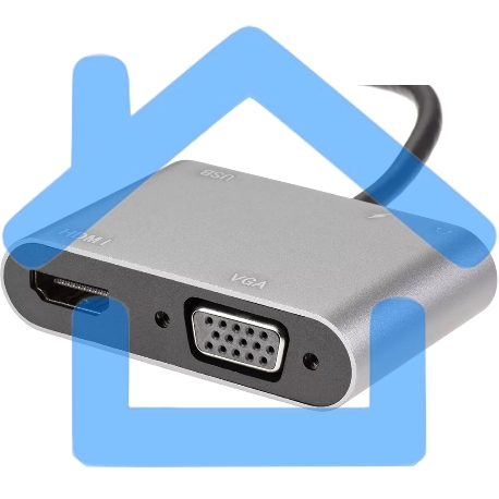 Адаптер USB Type-Cm-->VGA, HDMI 4k*30Hz, USB3.0, PD, Audio,iOpen (Aopen/Qust/VCOM)-12
