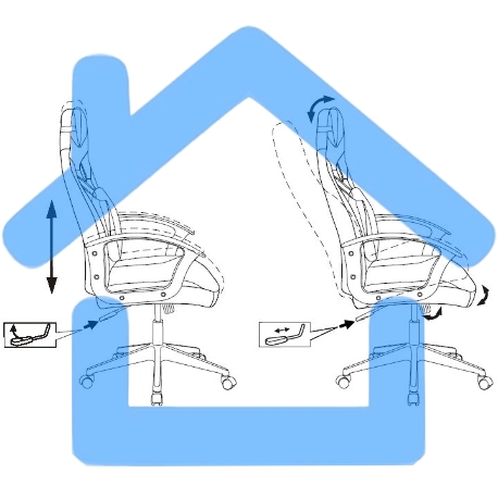 Кресло игровое Zombie DRIVER черный/голубой, искусственная кожа, с подголов. крестовина пластик-15