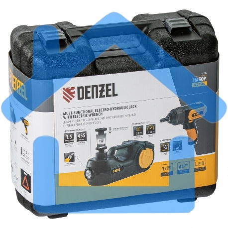 Домкрат электрогидравлический «3 в 1» (1,5 т), 12В, с гайковертом электрическим, в наборе// Denzel-19