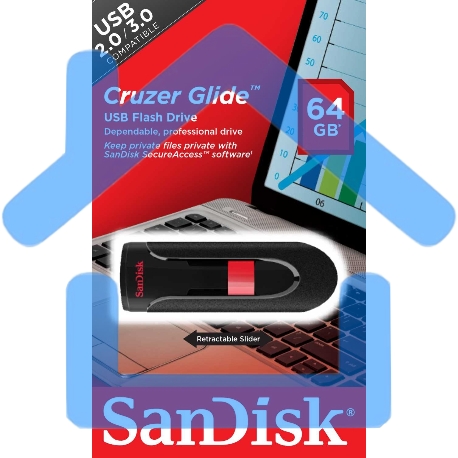 Флешка USB Sandisk 64Gb Cruzer Glide SDCZ60-064G-B35 USB 2.0 черный/красный-10