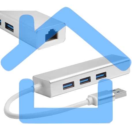 Хаб Greenconnect USB 3.0 Хаб на 3 порта + 10/100Mbps Ethernet Network (GCR-AP05) metall-1