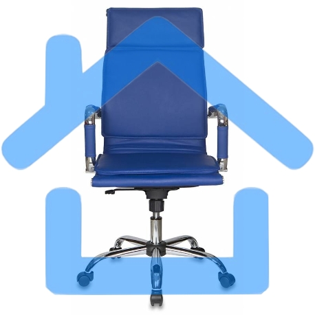 Кресло руководителя Бюрократ CH-993/blue синий, искусственная кожа, крестовина хромированная-5