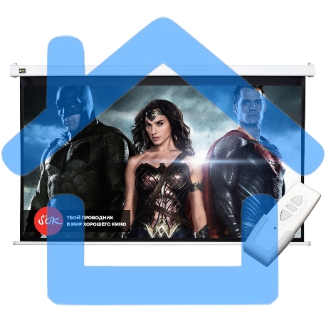 Экран Cinema S'OK 16:9 90' настенно-потолочный, моторизованный, 200x112см, белый корпус, экстрадроп 60см-1