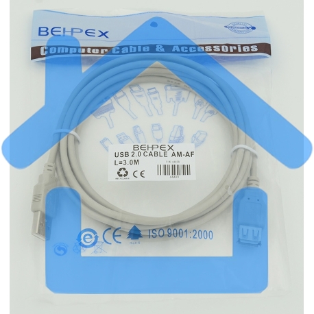 Кабель USB 2.0 Am-Af удлинитель 3м-2