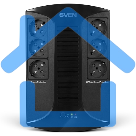 Источник бесперебойного питания SVEN UP-L1000E 1000VA/500W (6 розеток: 3х UPS/сетевой фильтр+3 x сетевой фильтр)-15