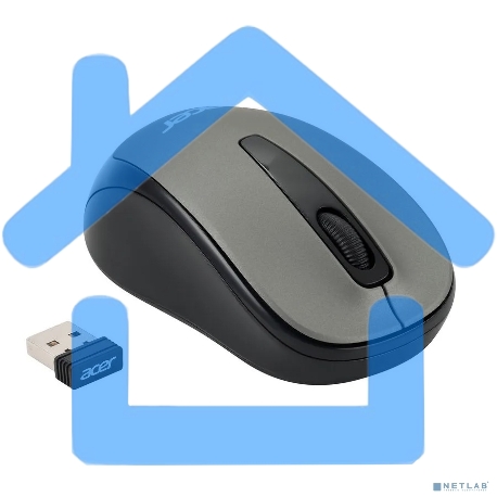 Мышь беспроводная Acer OMR134 серый, 1000 dpi, радиоканал, USB, кнопки - 3-8